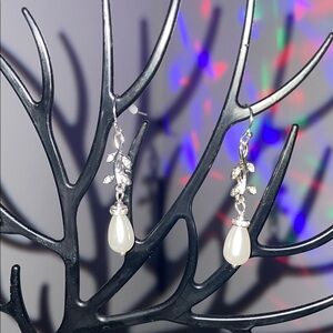 Elegant Silver and White Drop Earrings